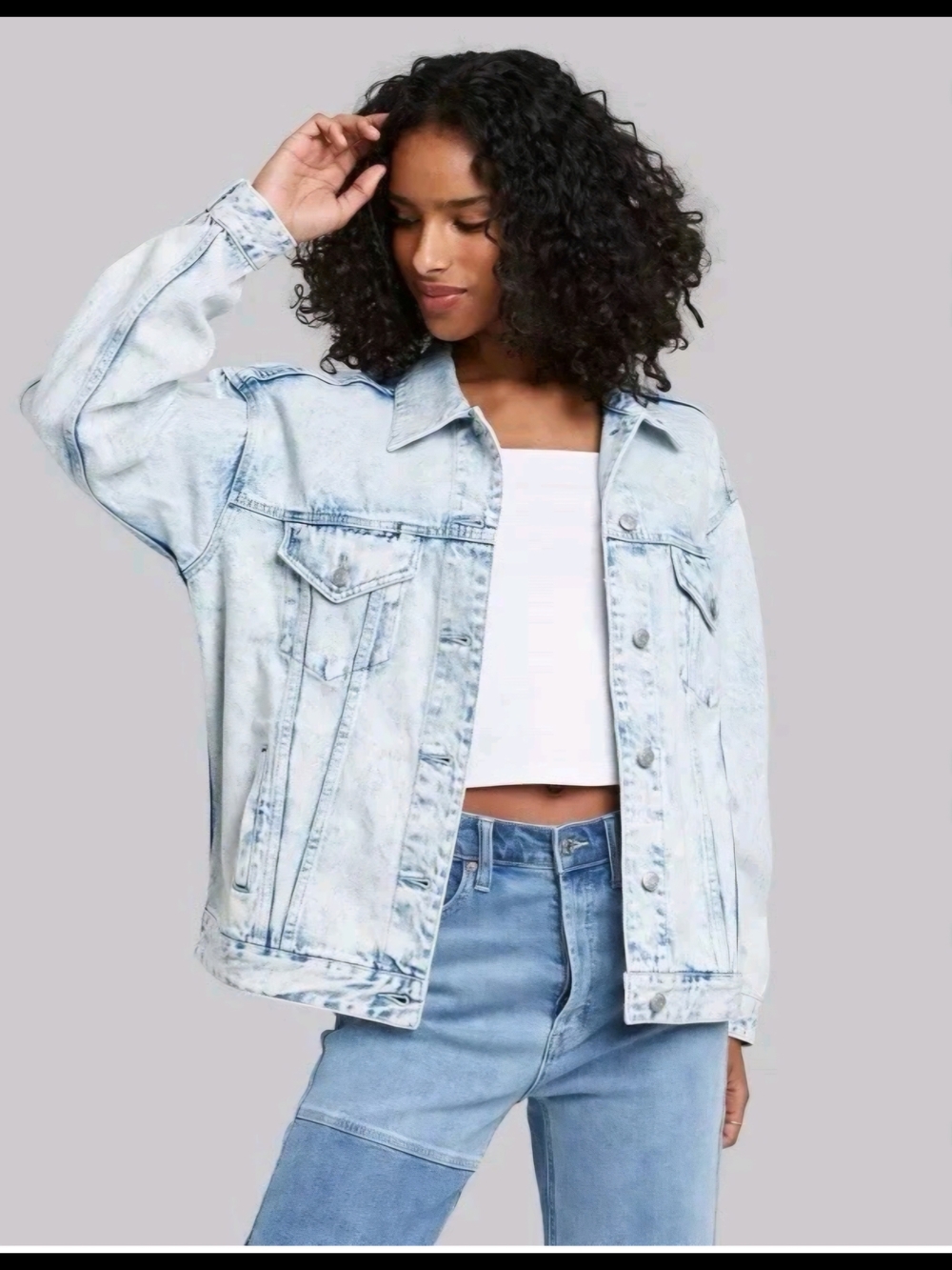 Wild Fable Denim Jean Jacket Womens Medium Light Acid Wash Cotton Travel Casual